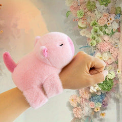 Pink Capybara Plush Toy Bracelet Soft Plush Material Interactive Kids Gift