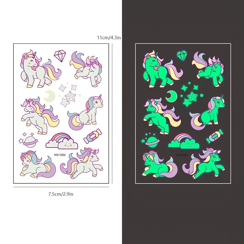 Luminous Herbal Tattoo Stickers Unicorn Dinosaur