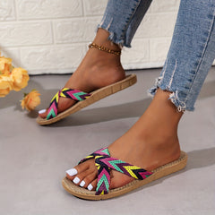 Colorful Knit Slides Open Toe Slip on Shoes Casual & Fashionable