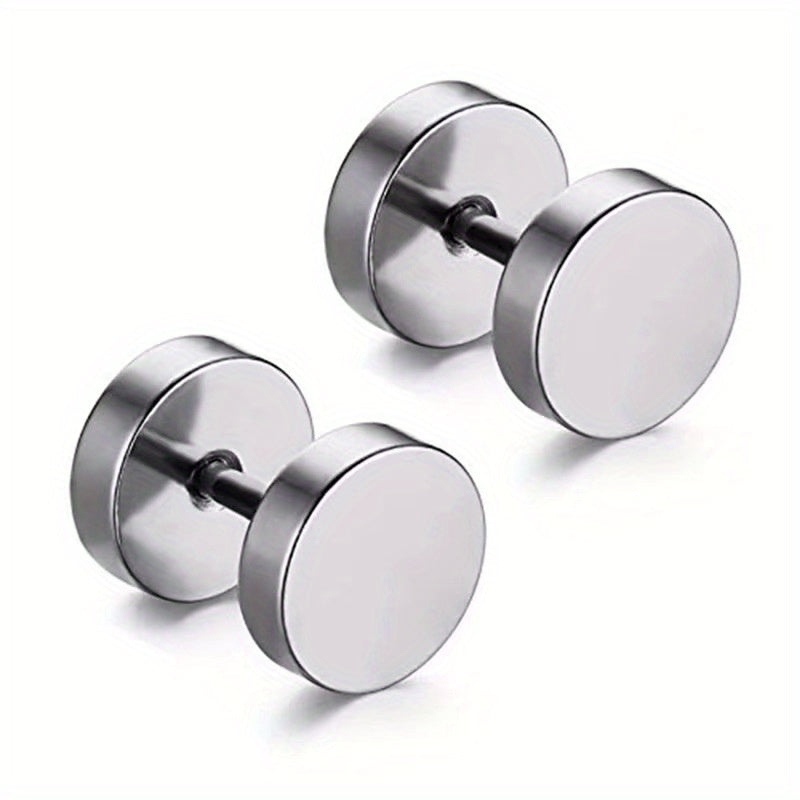 Men's Stainless Steel Stud Earrings Heart Moon Cone Leaf Ear Studs