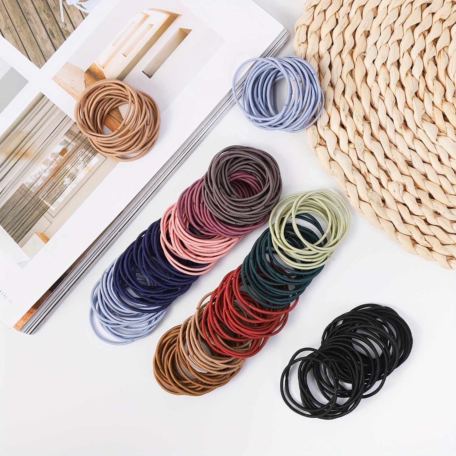 100PCS Thin Head Rope High Elasticity Small Rubber Band Ponytail Hair Tie