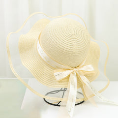 Love Streamer Mesh Gauze Brim Straw Hat Women Beach Sun Hat Valentine