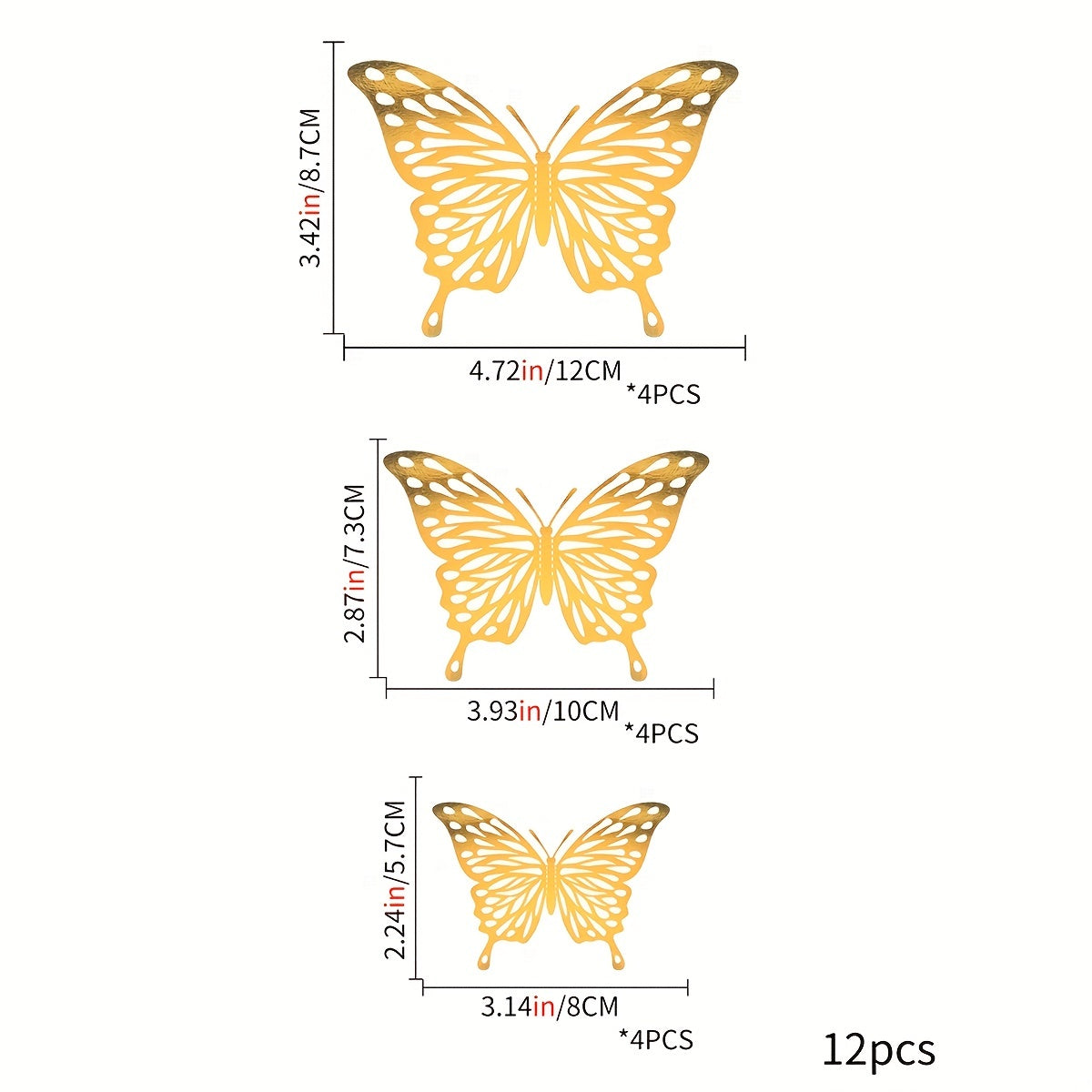 3D Hollow Butterfly Wall Stickers Metal Texture Wall Decor for Living Room
