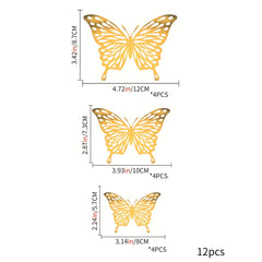 3D Hollow Butterfly Wall Stickers Metal Texture Wall Decor for Living Room