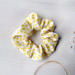 5pcs Leaf Pattern Chiffon Scrunchies Hair Tie Ponytail Holder for Women Girls