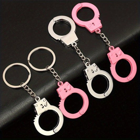 4 Pcs Mini Handcuffs Metal Keychain Novelty Keyring Alloy Keychain Gift