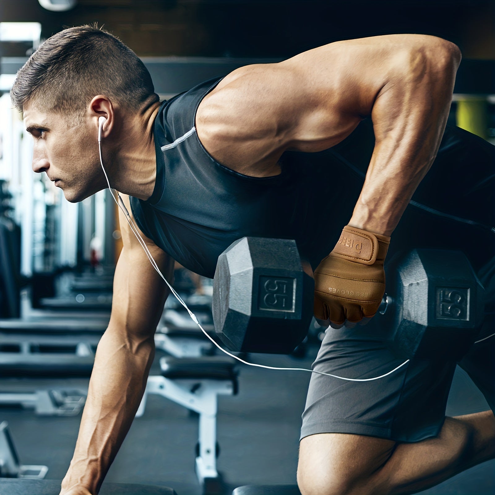 Silicone Protective Non Slip Gym Gloves for Pull Bar & Dumbbell Training