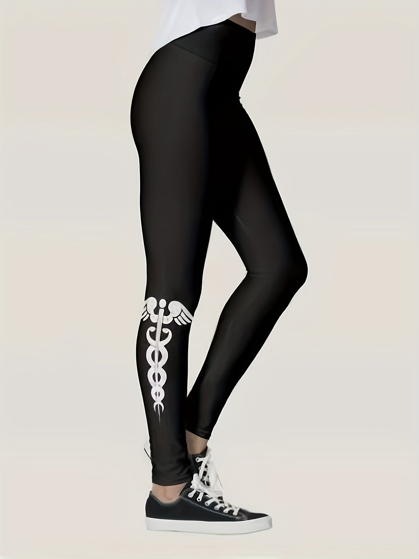 Graphic Print Skinny Leggings High Waist Stretchy Leggings