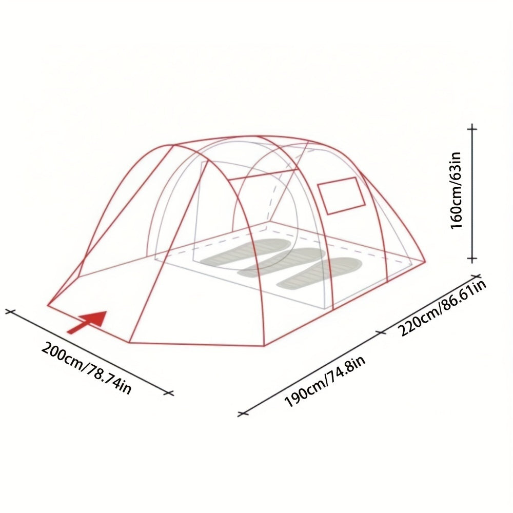 3 Person Waterproof Camping Tent with Door & Window