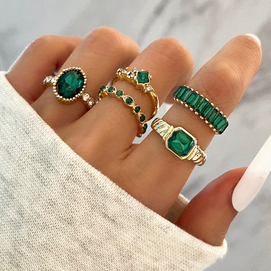 Delicate Gemstone Finger Ring Set for Women Girls