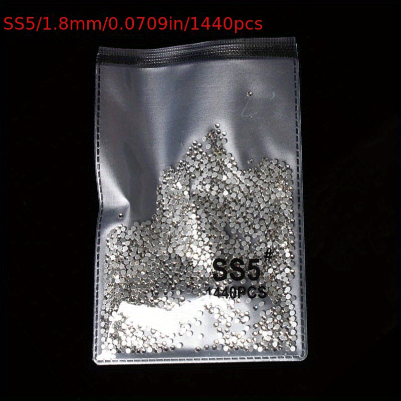 1440pcs Crystal AB Nail Art Rhinestones Round Beads Non Hotfix Flatback