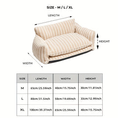 Striped Lambswool Double Layer Dog Sofa Bed