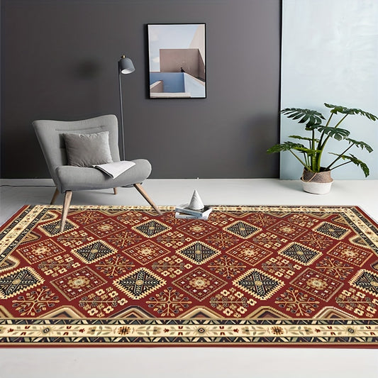 Bohemian Red Classic Pattern Large Carpet Soft Living Room Bedroom