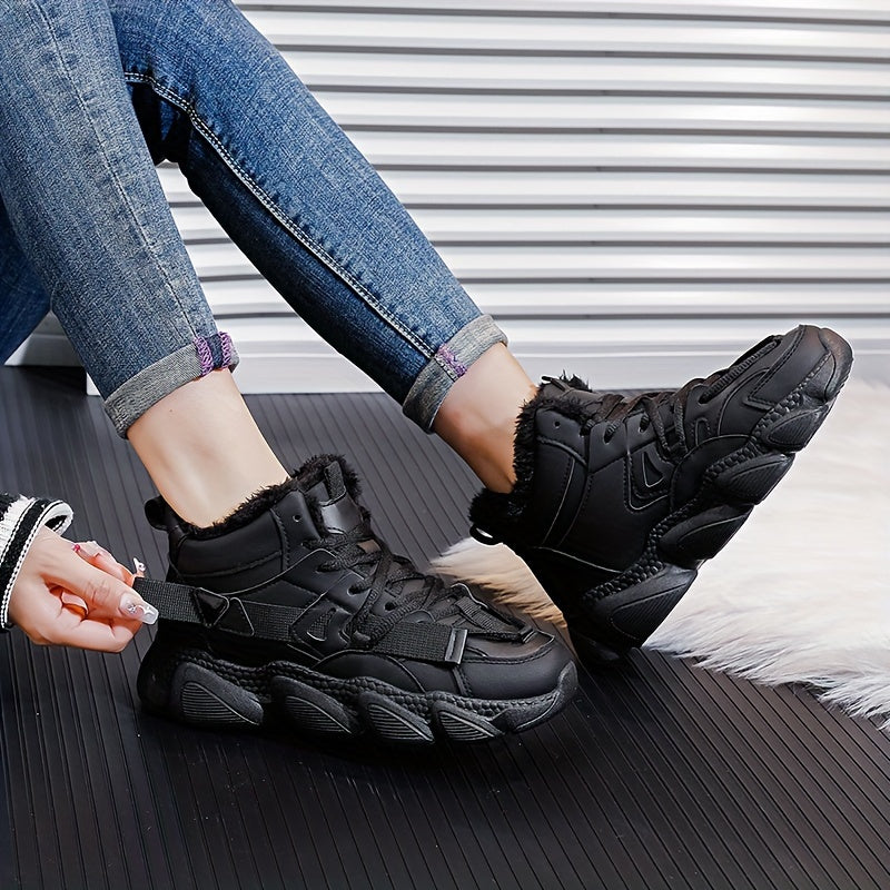 Plush Lined Thermal Furry Chunky Sneakers Casual Fall Winter Shoes