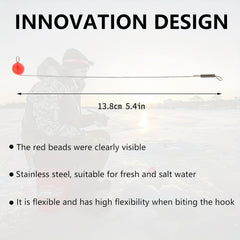 Ice Fishing Red Spring Bobber Stops Stainless Steel Wire Beads