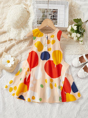 Toddler Girls Colorful Polka Dot Ruffle Princess Dress