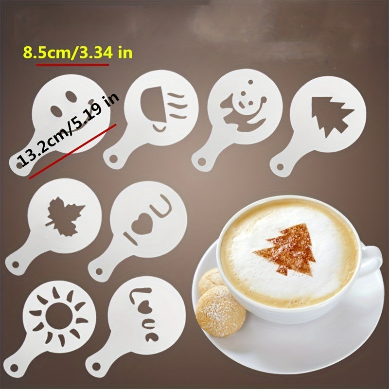 16pcs Cappuccino Shape Coffee Stencils Mesh Shaker Sugar Shaker With Lid