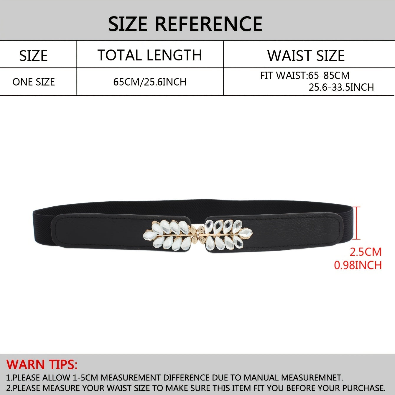 Women's Flower & Leaf Rhinestone Elastic Belt All-match Waist Cover