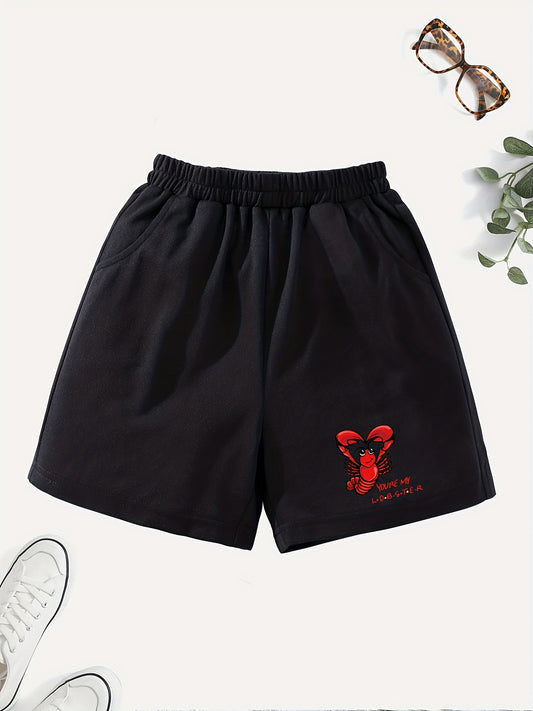 Girls' Lobster Graphic Casual Shorts with Pockets