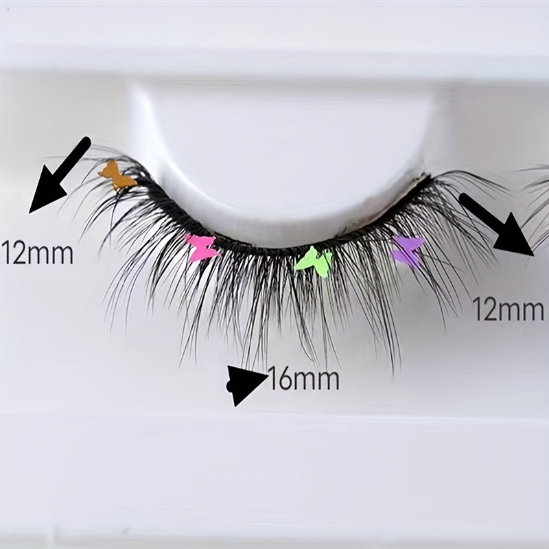 Butterfly Glitter False Eyelashes Rainbow Nightclub Masquerade Exaggerated Soft