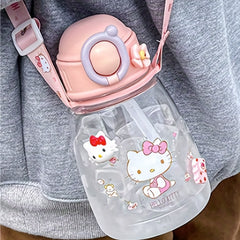 Hellokitty Summer Children's Water Cup With Straw Strap