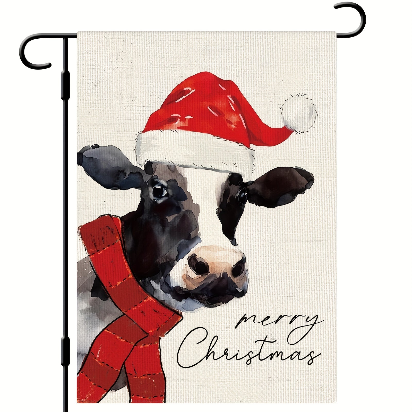 Christmas Cow Garden Flag Double Sided Vertical Rustic Farmhouse Yard Flag