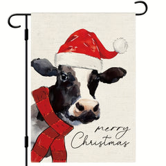 Christmas Cow Garden Flag Double Sided Vertical Rustic Farmhouse Yard Flag