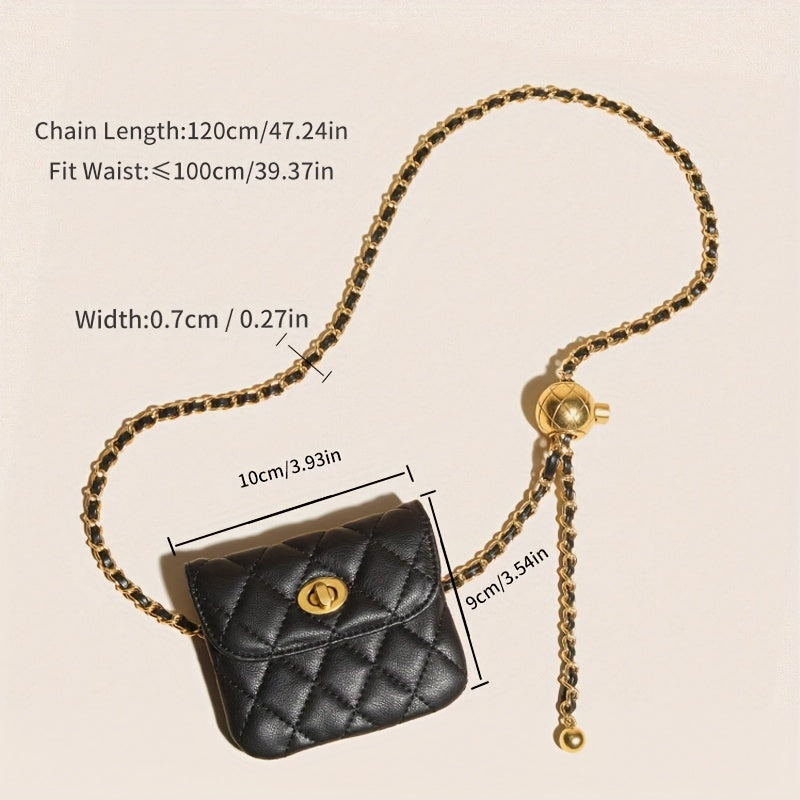 Vintage Leather Chain Belt Bag for Women