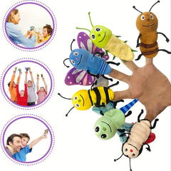 6 Styles Insect Plush Finger Puppets Soft Mini Hand Puppets with Antennae & Eyes