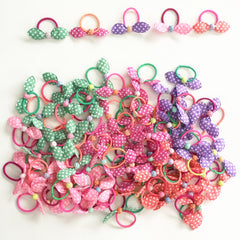 100pc Colourful Rabbit Ear Hair Bands Elastic Mixed Print Bowknot Hair Ropes