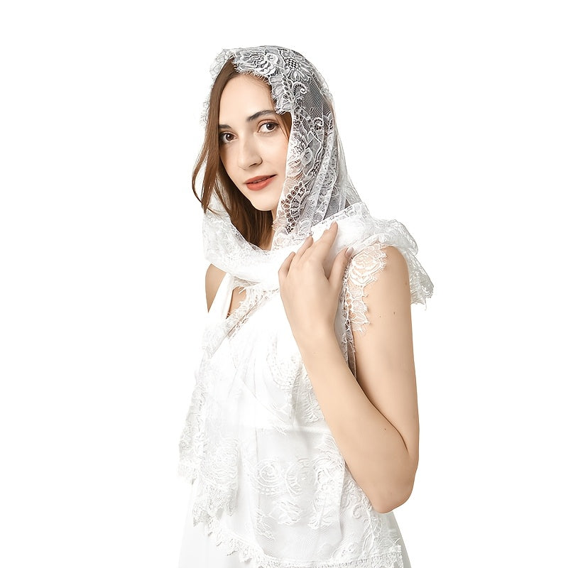 Romantic Lace Bridal Veil Headscarf for Brides