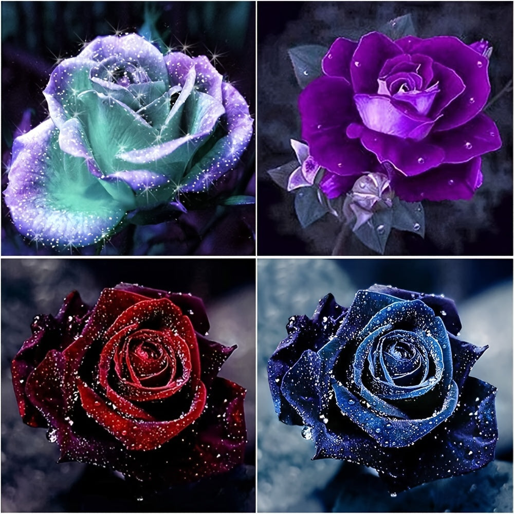 4 Pack 30x30cm Diamond Painting Kit 5D Rose Flower Art DIY