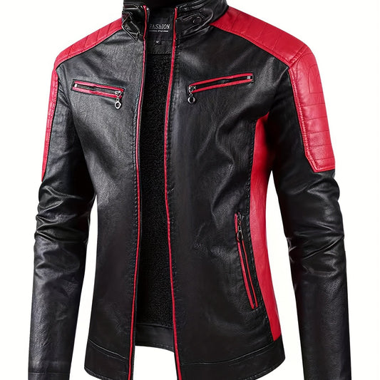 Men's Soft Shell PU Leather Jacket Windproof & Waterproof