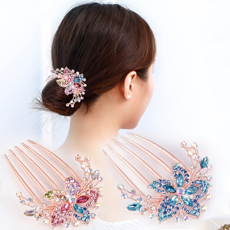 Rhinestone Flower Hair Clip Comb Wedding Headpiece Bridal Hair Accessories