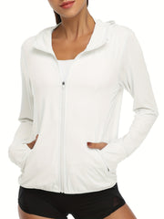 Women's Sun Protection Jacket Zip Hooded UV Sun Jacket