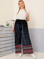  Boho Pants Women's Plus Tribal Print Wide Leg Pants