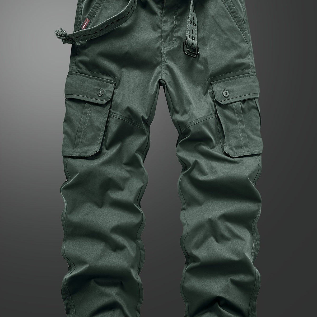 Men's Straight Leg Cargo Pants with Solid Flap Pockets