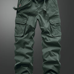 Men's Straight Leg Cargo Pants with Solid Flap Pockets