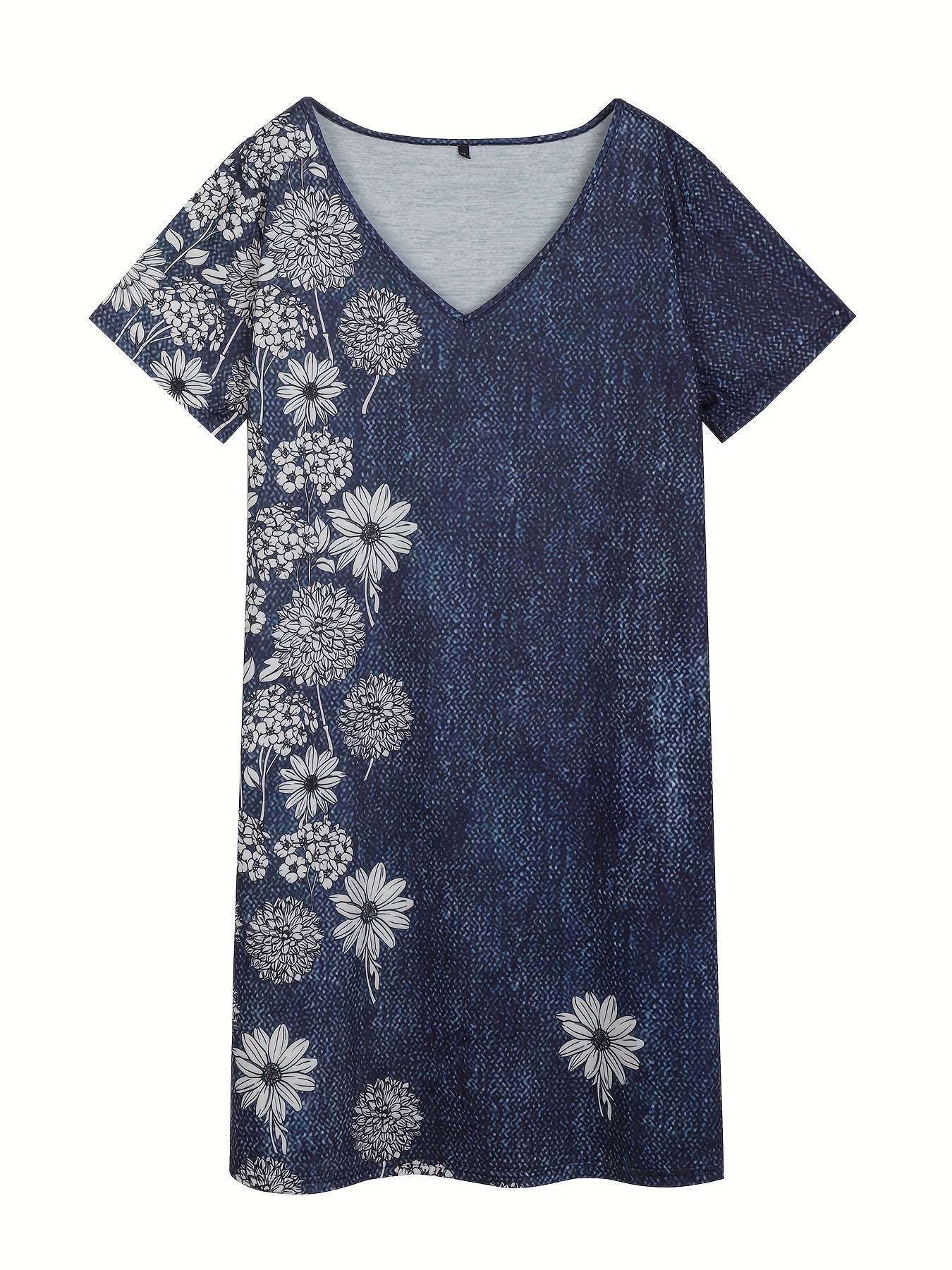  Stripe Print Short Sleeve V Neck Tee Dress