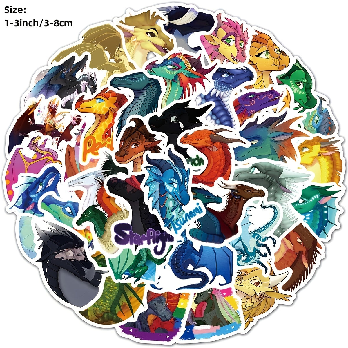 60pcs Fire Wing Flying Dragon Waterproof Stickers DIY Creative Toys