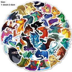 60pcs Fire Wing Flying Dragon Waterproof Stickers DIY Creative Toys