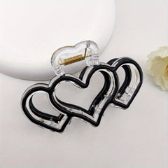 8 Heart Hair Claw Grip Clear Frame Banana Clip Hair Styling Accessory