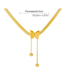 Stainless Steel Butterfly Pendant Necklace for Women Girls