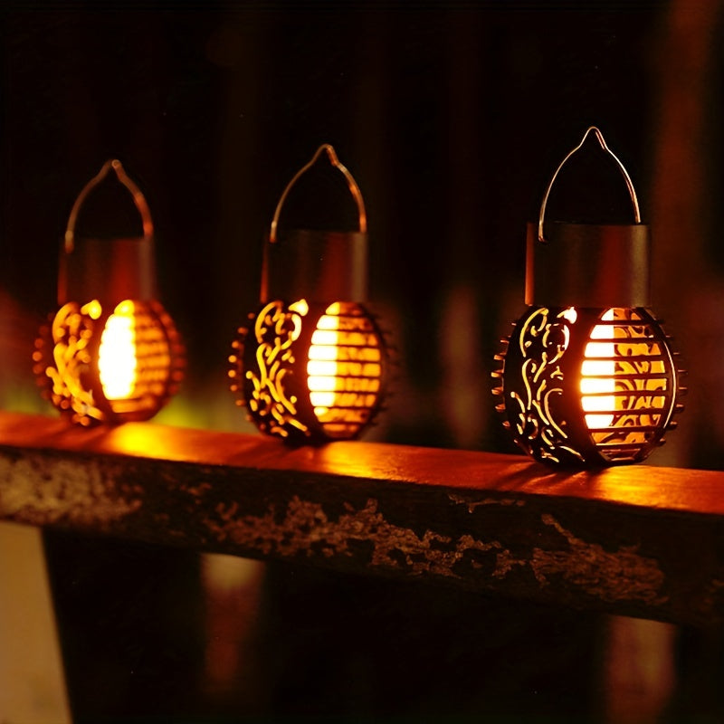 Solar Outdoor Lantern Hollow Garden Hanging Lantern Decorative Lamp