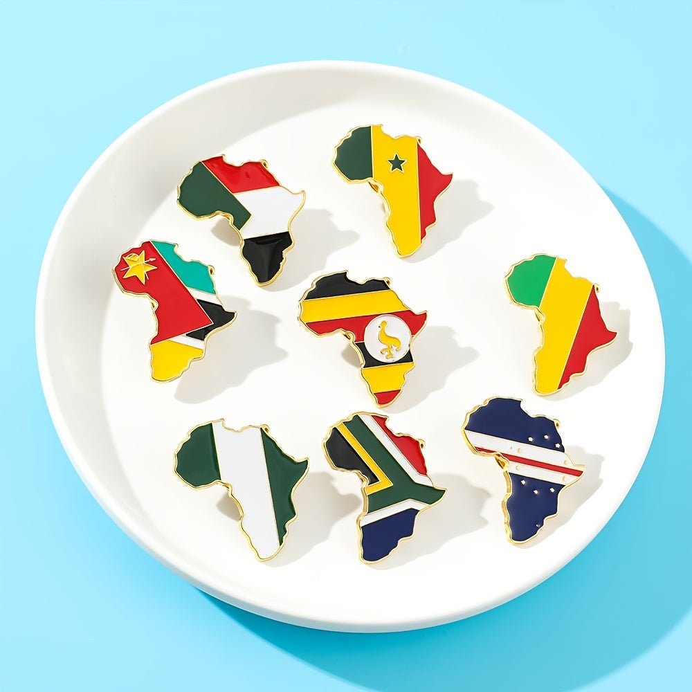 African Map Enamel Brooch