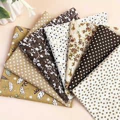7pcs Coffee Series Floral Cotton Fabric Quilting Patchwork Fabric