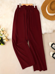  Ruffle Trim Wide Leg Trousers