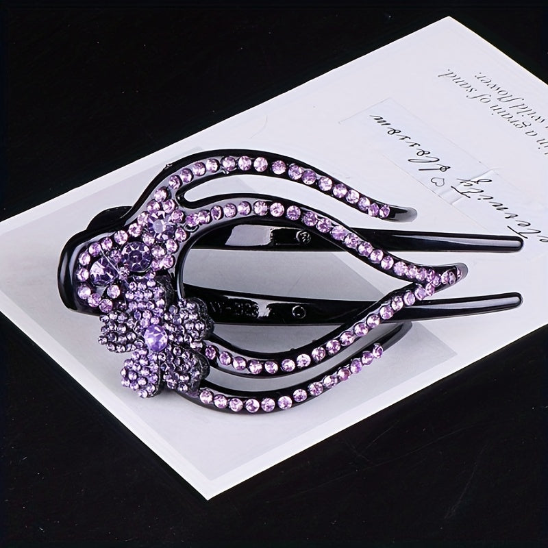 Flower & Rhinestone Hair Claw Large Hair Pin Headwear Hair Styling Accessory