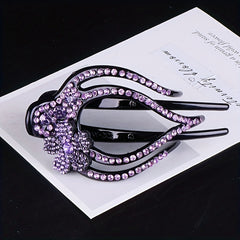 Flower & Rhinestone Hair Claw Large Hair Pin Headwear Hair Styling Accessory
