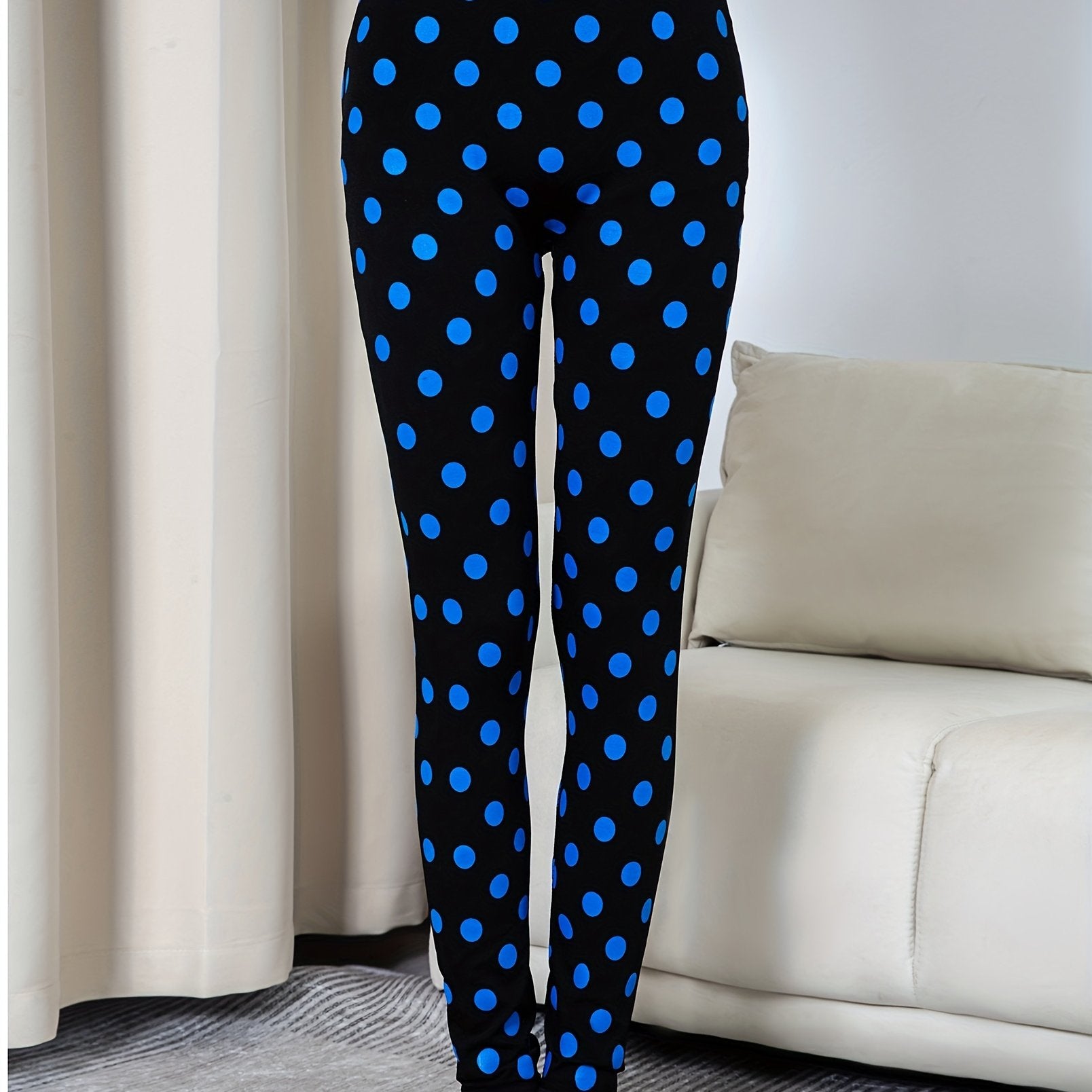 Polka Dot Print Yoga Leggings High Waist Sports Pants